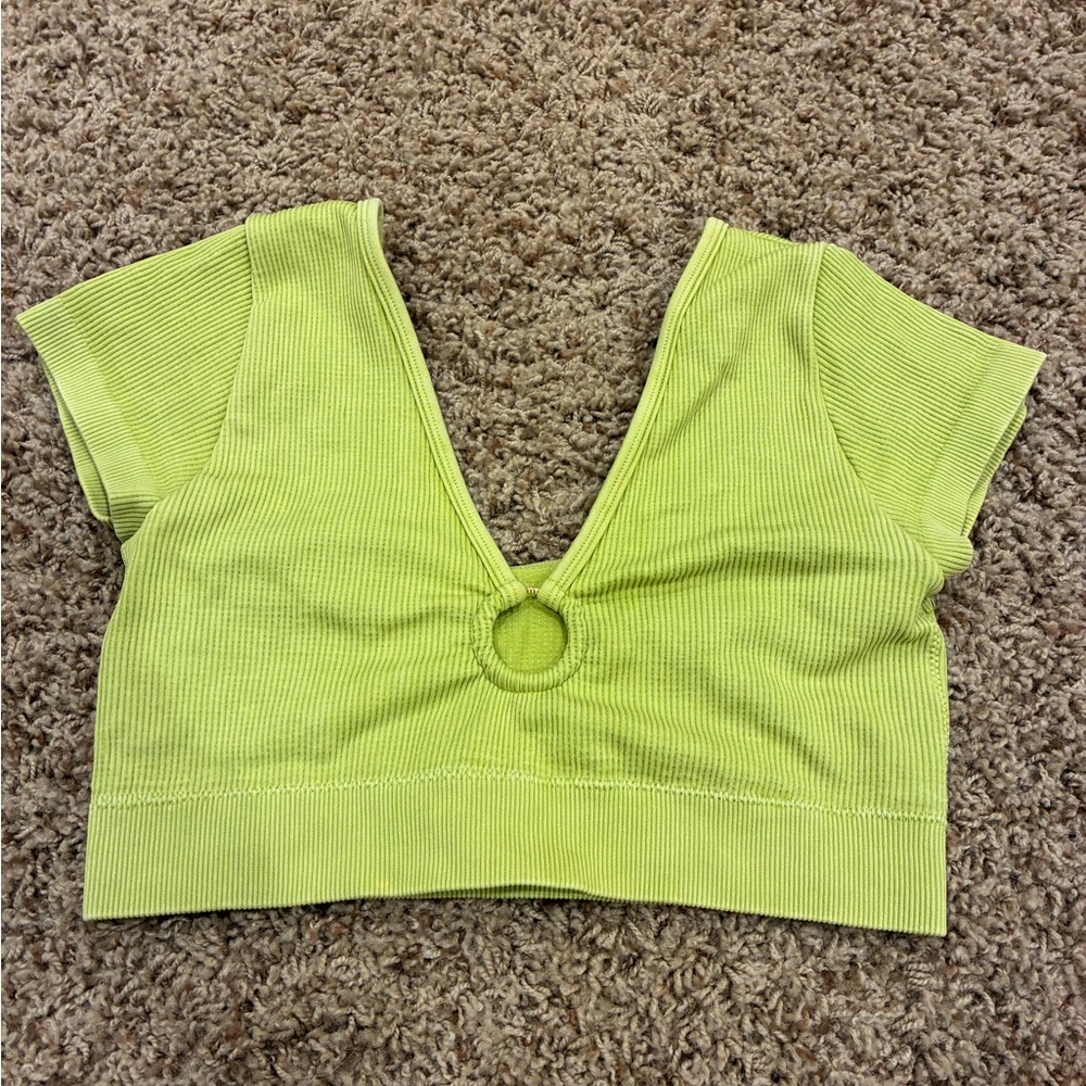 Aerie Women’s Lime Green Ring-Front Ribbed Crop Top Medium